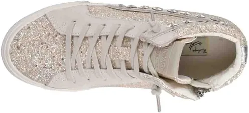 Vista 4 de Vintage Havana Mujeres Hailey Glitter Studded Alto Slip En Zapatillas De Deporte Zapatos Casual - Plata