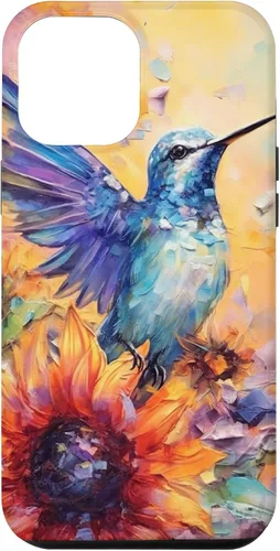 Vista 26 de Colorful Watercolor Sunflower Nature Purple Blue Hummingbird Case for iPhone 17