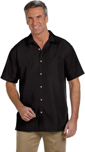 Vista 3 de Harriton, camisa de campamento, textura barbados, para hombre, Classic, XXL, Verde Palma