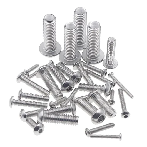 Vista 4 de M2.5-M8 304 - Kit de tornillos de cabeza de botón de acero inoxidable 185PCS M2.5 M3 M4 M5 M6 M8 Hex Drive Rounded Head Bolts, ISO7380 Fully