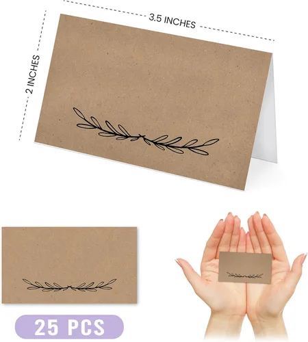 Vista 3 de 25 tarjetas rústicas de papel kraft para mesa de tienda de campaña para boda, Acción de Gracias, Navidad, vacaciones, Pascua, catering, bufé