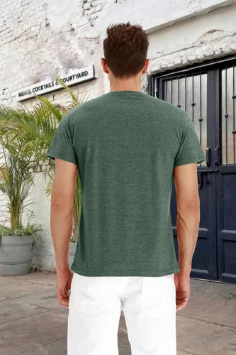 Vista 3 de PEGENO Camisetas de algodón de manga corta con solapa frontal casual para hombre