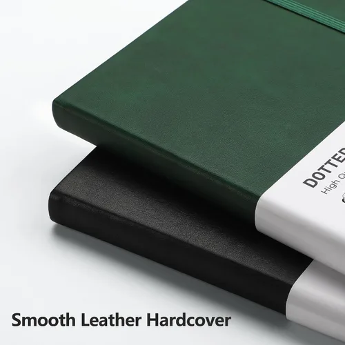 Vista 4 de RETTACY Cuaderno Diario Punteado, 320 Páginas Numeradas, Tamaño A5 Mediano (5.7" × 8.3"), Tapa Dura de Cuero, Papel Grueso de 100 GSM, para Diario