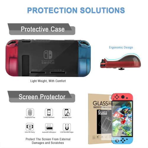 Vista 3 de Welwel Accessories Bundle Compatible with Nintendo Switch, Accessories Kit with Carrying Case, 5 Angles Bracket, Charging Dock, 24 Games Case