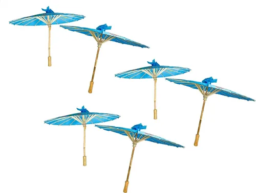 Vista 3 de TJ Global Pack de 6 sombrillas japonesas chinas de 22.0 in para bodas, fotografías, disfraces, cosplay, decoración y otros eventos, 6 paraguas