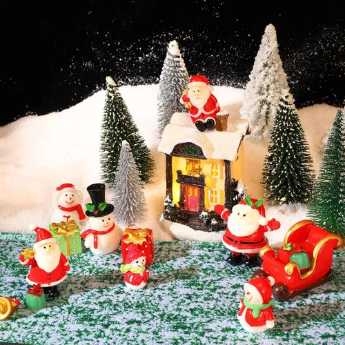 Vista 5 de Frienda Accesorios de Pueblo Navideño Carreteras y Calles del Departamento de Pueblo Tapete de Hierba Cubierto de Nieve de Pueblo en Miniatura