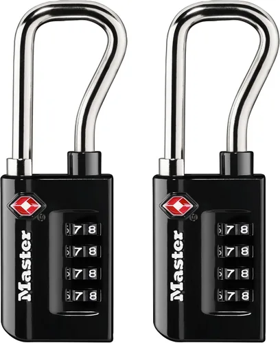 Vista 9 de Master Lock Candado, establece tu propia combinación de candado para equipaje aceptado por la TSA, 1-5/16 pulgadas de ancho, 4696D, negro
