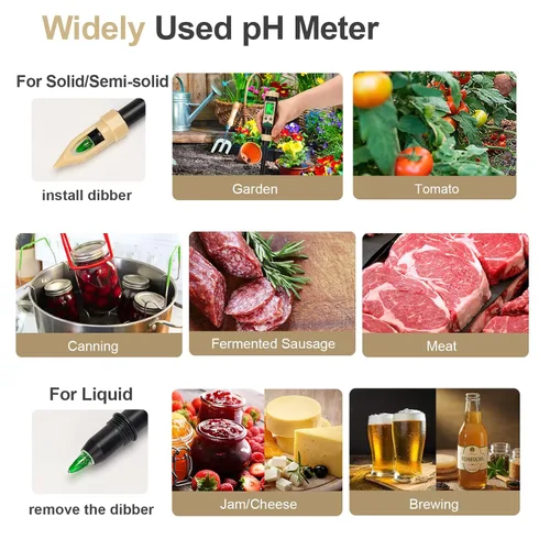 Vista 6 de Medidor de pH de suelo para alimentos, probador de pH de agua Bluetooth para suelo e hidropónico, medidor de pH y temperatura digital para mermelada