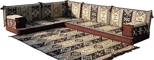 Vista 40 de arabicsofa Juego de Sofá Majlis Árabe de Esquina en Forma de L – Cojín Modular de Piso con Almohadas de Respaldo