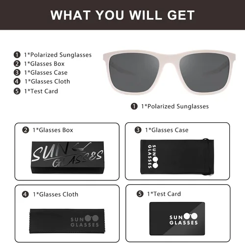 Vista 5 de Lentes de sol polarizados retro para hombres y mujeres, gafas de sol deportivas cuadradas, sombra de rayos sombreados para pesca, protección UV
