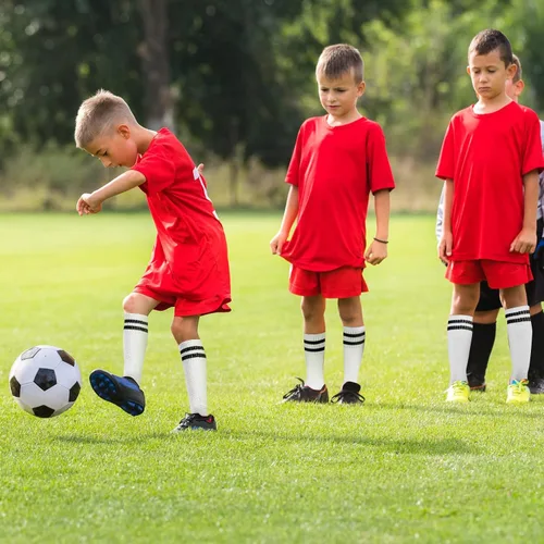 Vista 3 de Unittype 6 pares de calcetines de fútbol para niños pequeños de 3-67-1314 años más de edad, calcetines de fútbol a rayas
