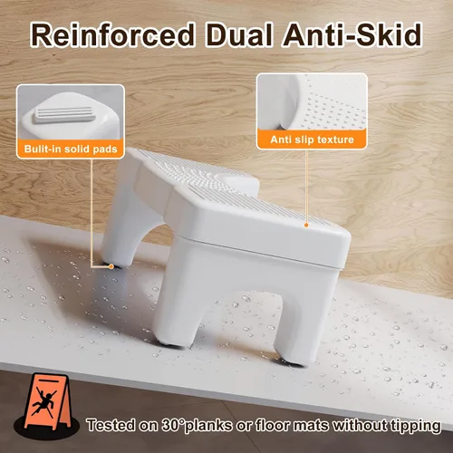 Vista 3 de Taburete de inodoro prémium para adultos, taburete antideslizante para baño, taburete portátil para adultos y niños, escalón de 7 pulgadas
