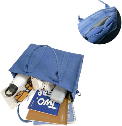 Vista 3 de Bolsos de mujer Bolsos de mano de gran capacidad Bolsas de compras Bolsas de hombro simples Bolsas de hombro Bolsas de mano negras Azul
