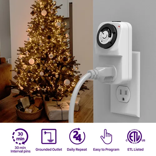 Vista 6 de Fosmon Temporizador de salida de 24 horas para tomas eléctricas, interruptor de temporizador de luz mecánico de interior programable, enchufe