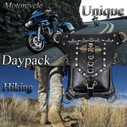 Vista 5 de Rebajas Cyber Monday Ofertas Venta Steampunk Riñonera Bolso para cintura Moda Gótico Hombro Bandolera Bandolera Muslo Pierna Capucha Bolsa de Viaje