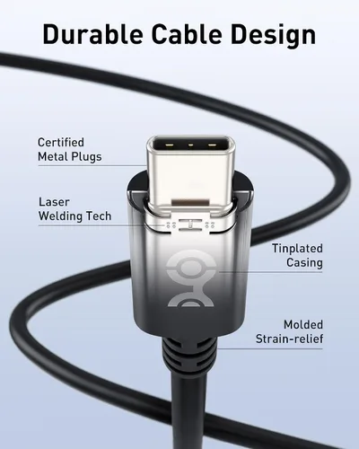 Vista 5 de Cable Matters [Certificado USB-IF] Cable USB C de 240W - 6.6 pies, hasta [240W de carga, 480Mbps], sin soporte de video, Cable de carga USBC/Cable