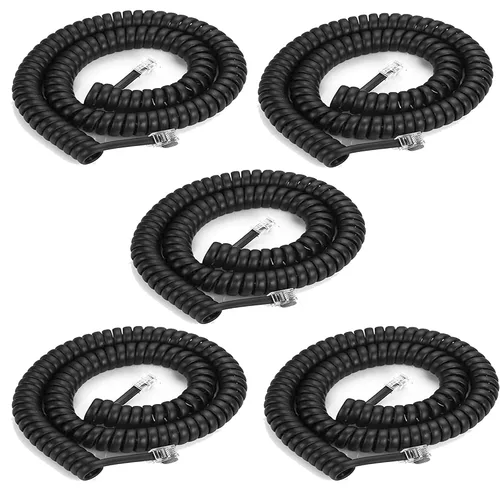 Vista 10 de LanSenSu - Paquete de 4 cables de teléfono en espiral de 8 pies / 1.4 pies con 4 unidades de cable giratorio de 360 grados, cable giratorio