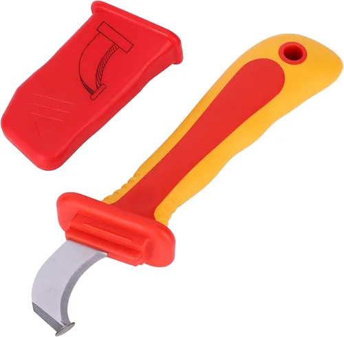 Vista 9 de Walfront Cable pelar cuchillo 1000 V aislamiento electricista cuchillo fijo gancho en forma de cuchillas antideslizantes antideslizante anti