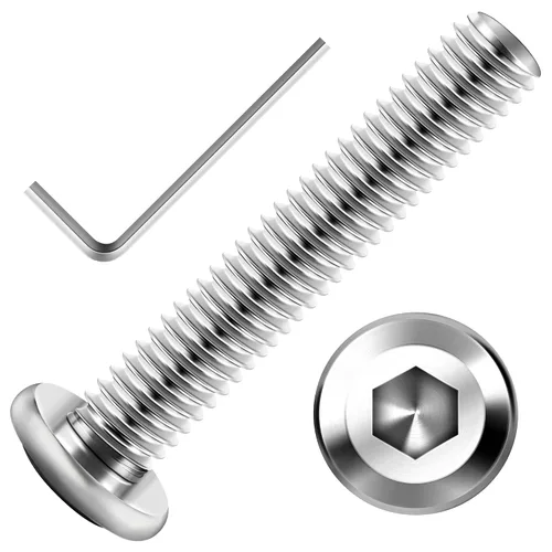 Vista 32 de Mywish M5 x 8mm 20 piezas de tornillos de cabeza plana con rosca hexagonal, pernos de acero inoxidable 304 para muebles con rosca completa, óxido