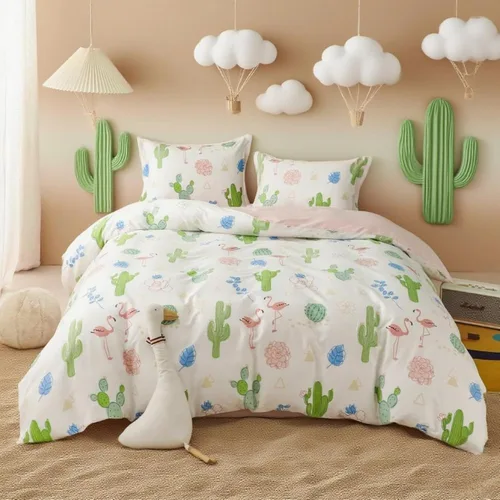 Vista 9 de Simple&Opulence Funda de edredón 100% algodón orgánico para niños y adolescentes, funda de edredón suave de 3 piezas con cierre de cremallera, juego