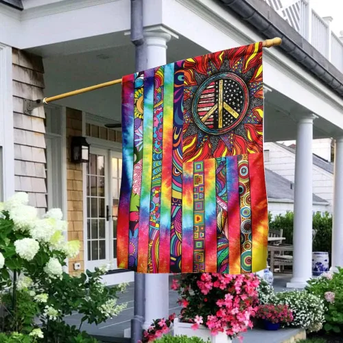 Vista 12 de Banderas PSL318F - Bandera hippie de personas que viven la vida en paz PSL318F, bandera de jardín (11.5 x 17.5 pulgadas), banderas de jardín de casa