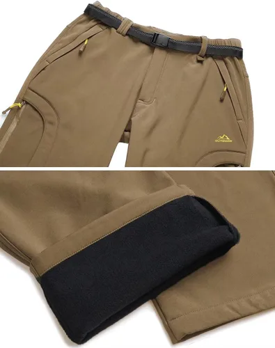 Vista 5 de MAGCOMSEN Men's Winter Pants 5 Zip Pockets Snow Ski Pants Fleece Lined Water Resistant Hiking Pants