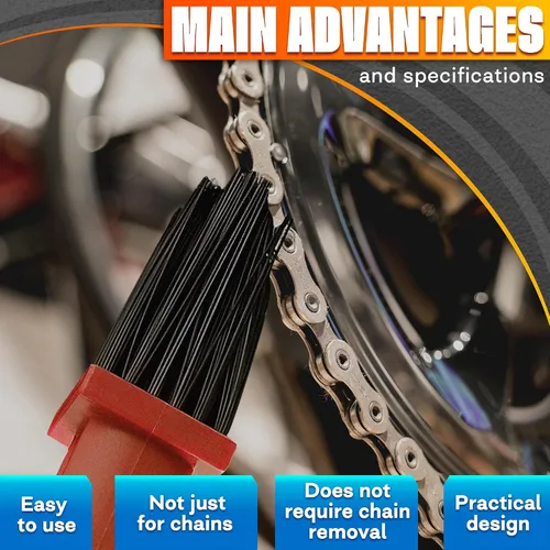 Vista 4 de ALPENKOK - Cepillo de cadena para motocicleta, 2 piezas, juego de limpieza segura con junta tórica de 3 lados Motorcycle Chain Cleaning Brush