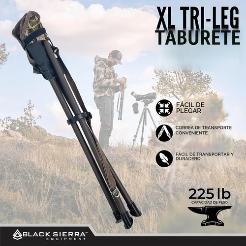 Vista 7 de Black Sierra Taburete de caza plegable, asiento portátil ligero, 225 libras Axs Ranger Camo