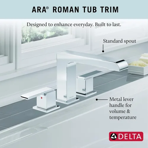 Vista 3 de Delta Ara Roman T2767 - Grifo de bañera cromado, cromado T2767 (válvula no incluida)