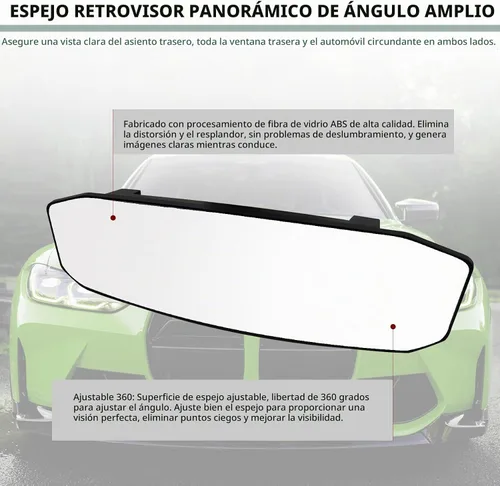 Vista 4 de NTNEV Espejo retrovisor grande de 12 pulgadas x 3.5 pulgadas, espejo retrovisor panorámico antirreflejos de gran angular, espejo retrovisor