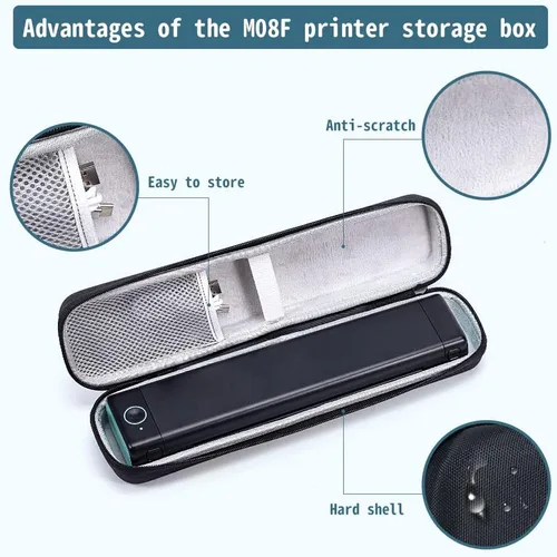 Vista 6 de Phomemo M08F - Impresora térmica portátil y funda, impresoras térmicas inalámbricas sin tinta Bluetooth para viajes y oficina, compatible