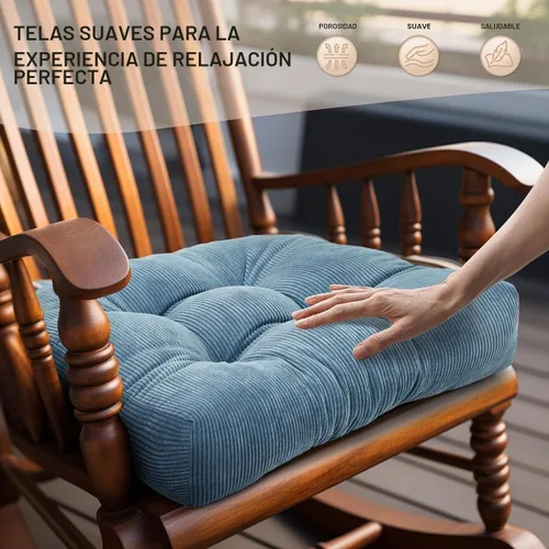 Vista 4 de Lokex Cojín para silla mecedora, acolchado para interiores, 28 x 18/18 x 18
