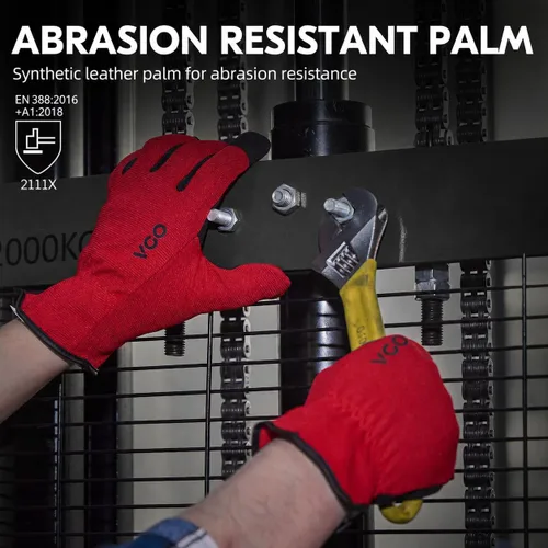 Vista 2 de Vgo... 5-Pairs High Dexterous Work Gloves For Men Women,Breathable,Light Duty,Excellent Grip,Value Pack (L, 5 Colors, AL8736)