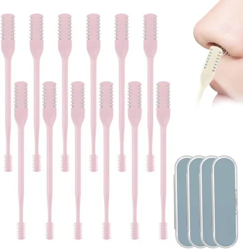Vista 12 de Cortador nasal de pelo para mujeres y hombres, herramienta de depilación manual giratoria de 360°, cuchilla de vello nasal de doble cara