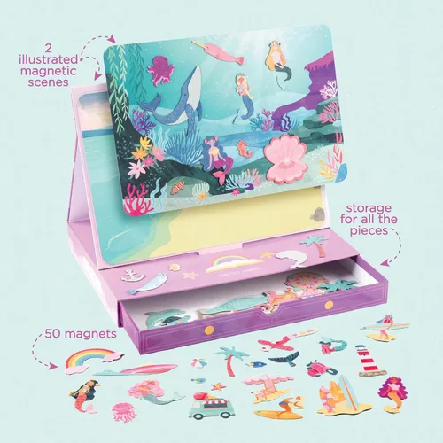 Vista 3 de Stephen Joseph, Escena magnética de disfraces para niñas, juguete de tablero de juego de simulación con cajón de almacenamiento, ballet