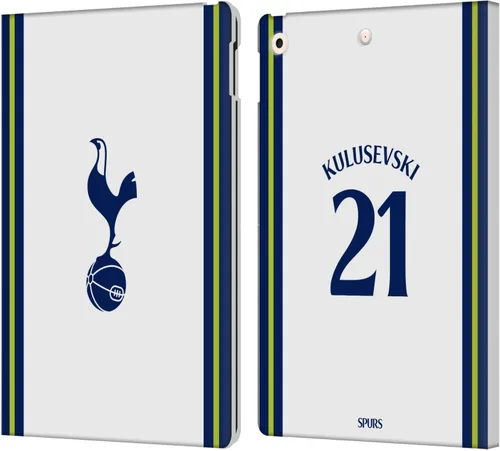 Vista 14 de Head Case Designs Officially Licensed Tottenham Hotspur F.C. Cristian Romero 2022/23 Players Home Kit Leather Wallet Case Compatible with Apple iPad