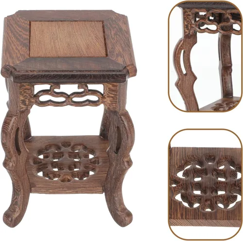 Vista 5 de Soporte de madera para plantas, soporte de exhibición para macetas, base para suculentas, mini taburete para interior y exterior, patio, balcón