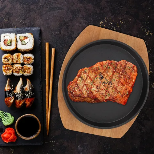 Vista 2 de BESTonZON Cómoda tapa de sartén antiadherente Teppanyaki Uniforme Distribución de calor Bandeja práctica para servir en el hogar