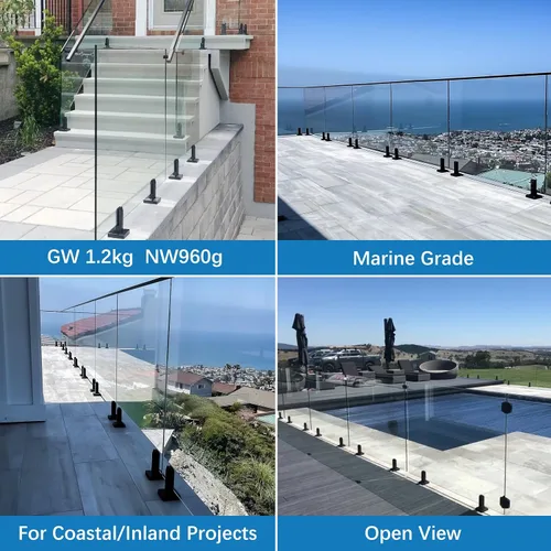 Vista 3 de LukLoy Marine Grade SS2205 - Abrazadera de vidrio para valla de piscina para proyectos de ciudades costeras / interiores, resistente a la corrosión
