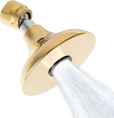 Vista 16 de High Sierra® HALF DOME® Metal sólido sin plomo 1.25 GPM galardonado. Cabezal de ducha de flujo ultra bajo. Boquilla patentada nunca se obstruye Oro