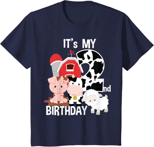 Vista 53 de Camiseta para fiesta de 2 años con texto en inglés "It's My 2nd Birthday", Negro