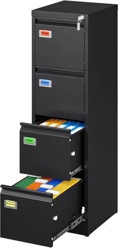 Vista 17 de PEUKC Archivador móvil de 2 cajones con cerradura, archivador rodante debajo del escritorio para oficina en casa, organiza archivos A4 con letras