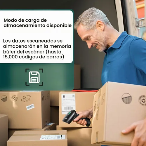 Vista 8 de Escáner de código de barras con soporte, Bluetooth y escáner de código de barras inalámbrico, escáneres de código QR 2D 1D para computadora POS