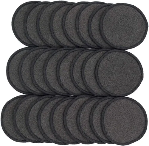 Vista 6 de Chloven Paquete de 25 almohadillas de bambú reutilizables para desmaquillarse de carbón, almohadillas de algodón reutilizables de bambú para tóner