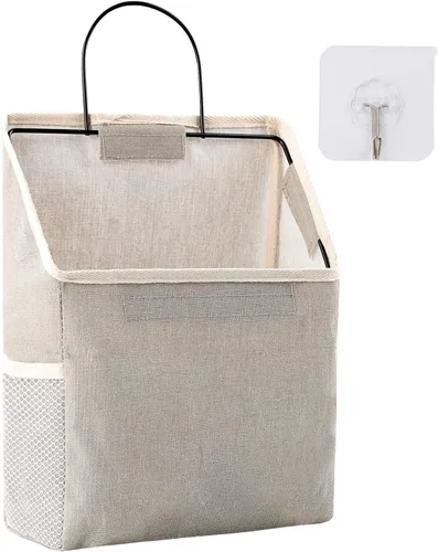 Vista 8 de Surblue Bolsa de almacenamiento para colgar en la pared con gancho adhesivo, almacenamiento colgante de armario para bolsillo, bolsa organizadora