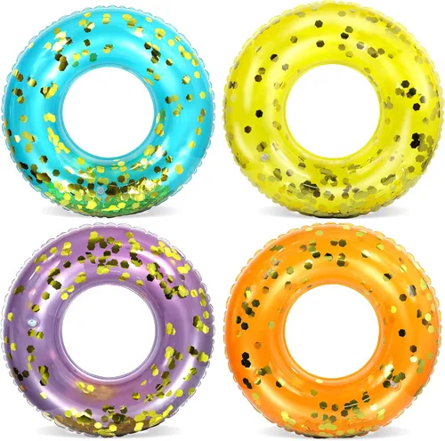 Vista 27 de POZA Flotador de Tubo Inflable para Piscina – Anillo de natación de confeti brillante, Tubo Inflable de Servicio Pesado Resistente a los Rayos UV