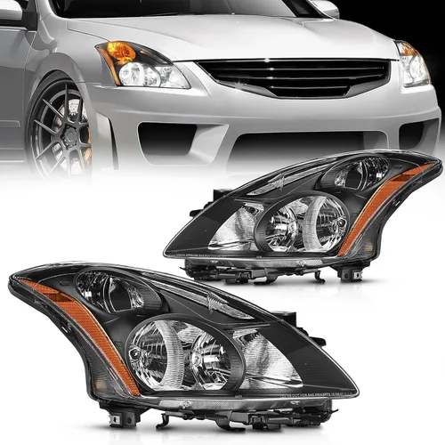 Vista 12 de Nilight - Conjunto de faros delanteros compatibles con Nissan Altima 2002, 2003, 2004. Carcasa negra, reflector ámbar, lente transparente. Faros