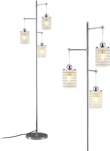 Vista 8 de beaysyty Art Decor Crystal Black Lámpara de pie de 3 luces contemporánea pantalla de cristal para sala de estar, dormitorio, oficina Negro