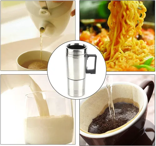 Vista 2 de Hervidor eléctrico portátil para automóvil, 12 V, taza de calefacción eléctrica para café, té, taza de calentamiento de agua, hervidor de viaje