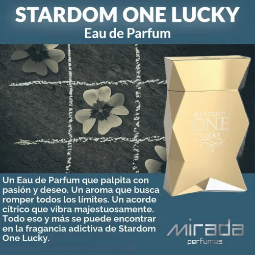 Vista 5 de MIRADA Stardom One Lucky, Eau de Parfum (EDP) para hombre de 3.4 onzas líquidas (3.4 fl oz), perfume para hombre con notas de ciruela, pomelo